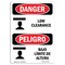 Signmission Safety Sign, OSHA Danger, 5" Height, Low Clearance Bilingual Spanish OS-DS-D-35-VS-1443 - alternate 1